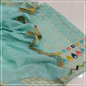 2 Pc Paper Cotton Multicolor Multi-thread Embroidery (9m/3m mirror work)-PCMHL0623