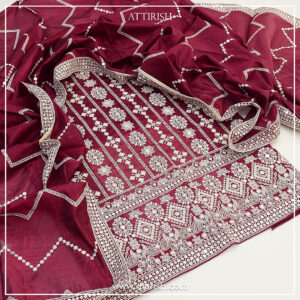 2 Pc Paper Cotton Suit With Sequenced Embroidery-PCSHL0621