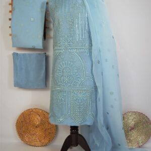 3PCs Embellished Organza Suit-OGSHL0612