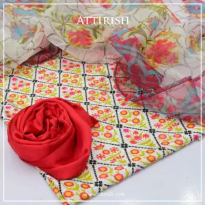 Silk Suit With Organza Dopatta-ASH3