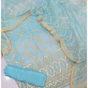 3PC Cotton Net Suits Embellished With Mirror Work-CNSHL0650